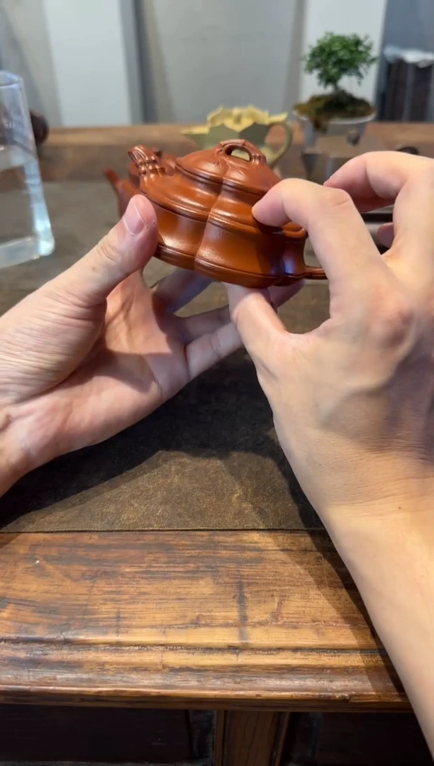 茶壶紫砂韦海棠竹鼓扁