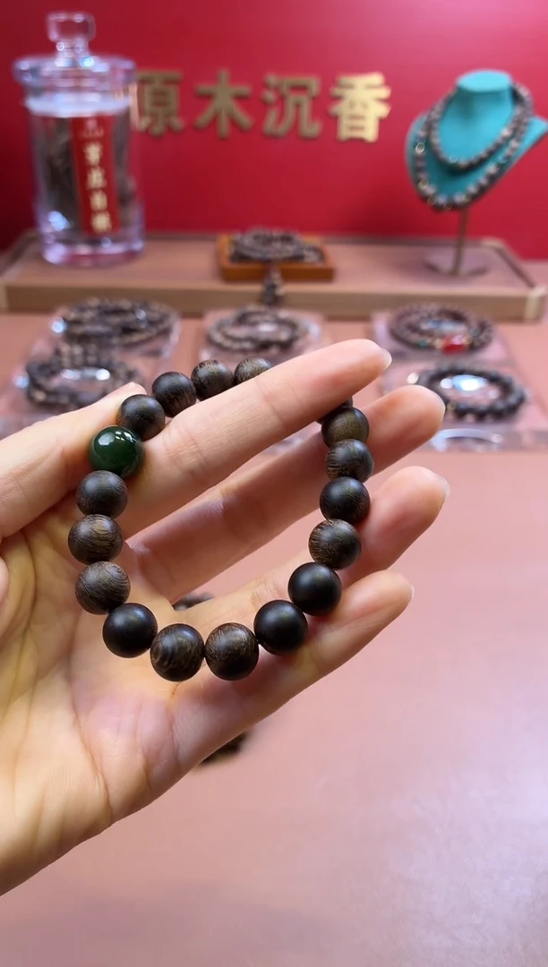 沉香手串沉水越南芽庄黄棋10玉化瘿子瘤疤单圈