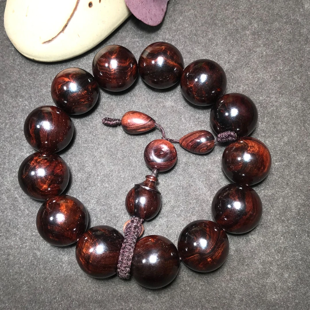 【一物一拍】海南黄花梨紫油梨黑线瘤疤1.8手串FS415