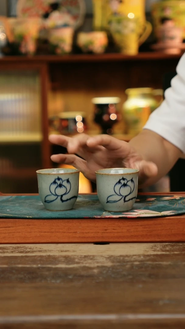 瓷片景德镇纯手工釉下彩精品茶具水杯