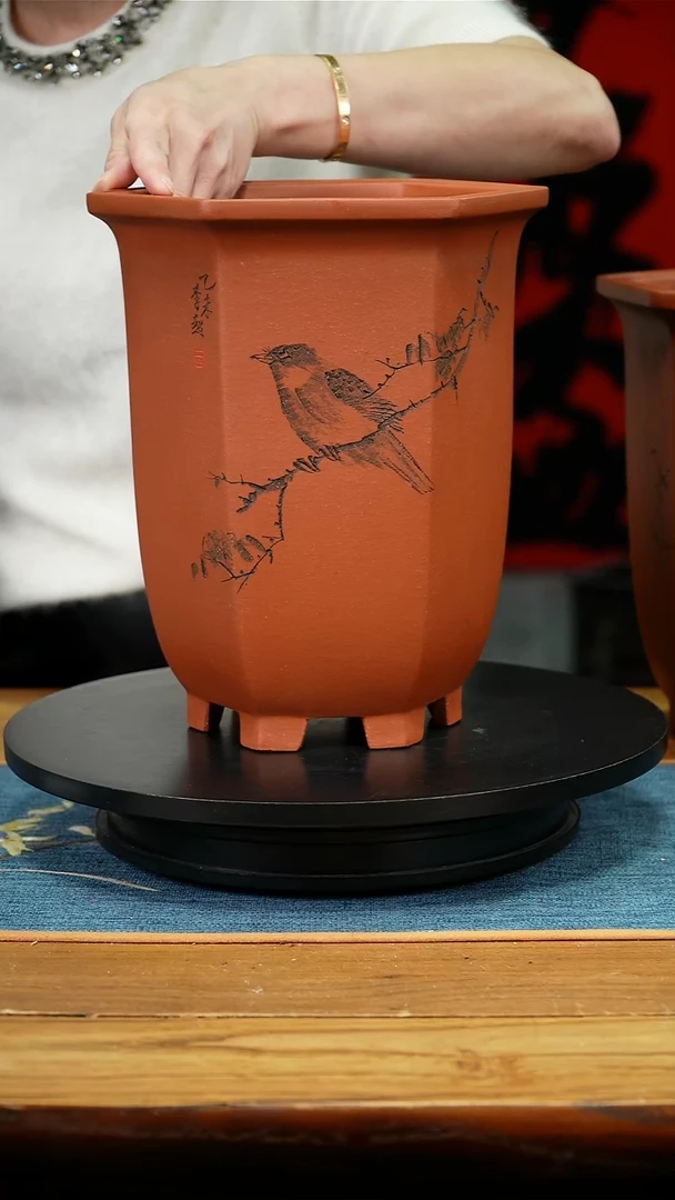 紫砂花盆李超紫砂兰花盆