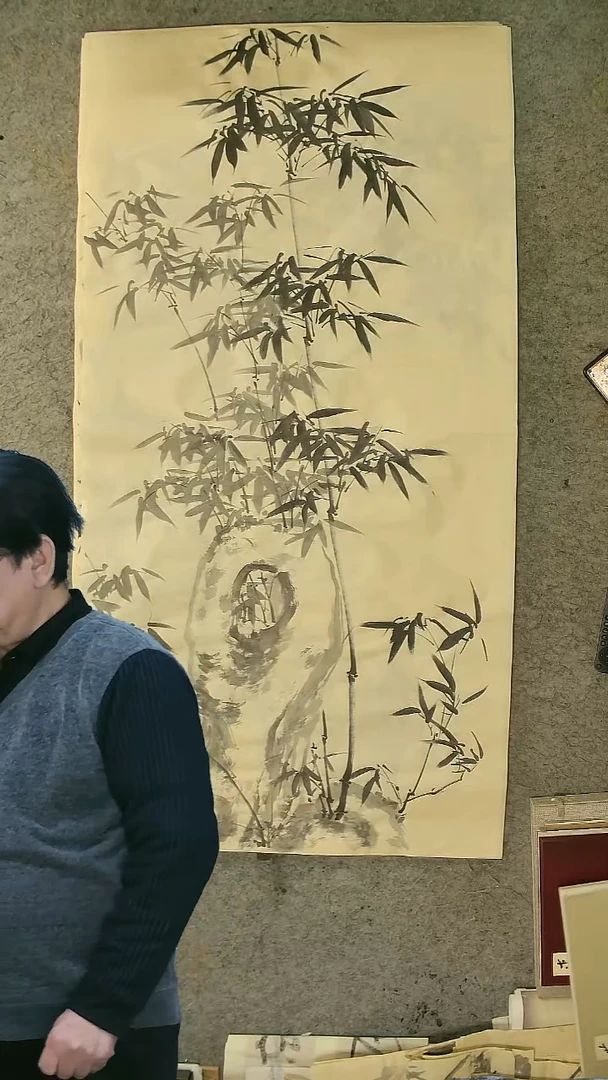 书法四尺整张  墨竹  69*138cm