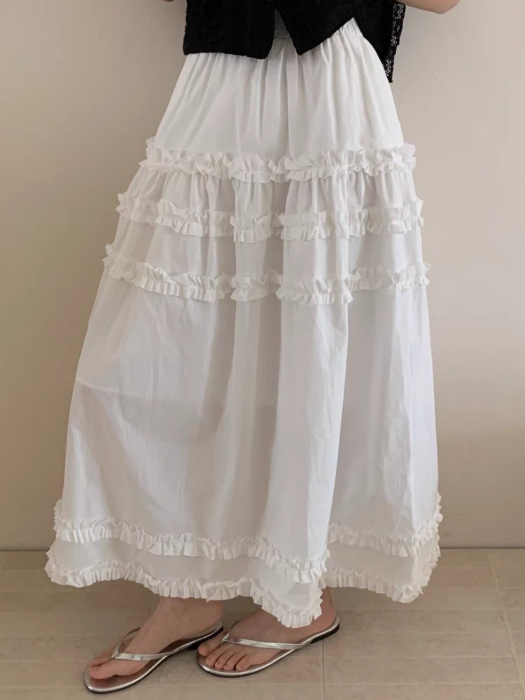 【济州岛】木耳花边拼接设计半身裙