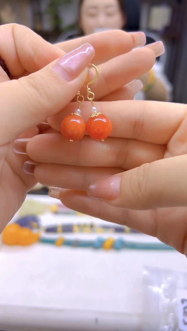 翡翠14K金镶嵌耳饰DIY款E827