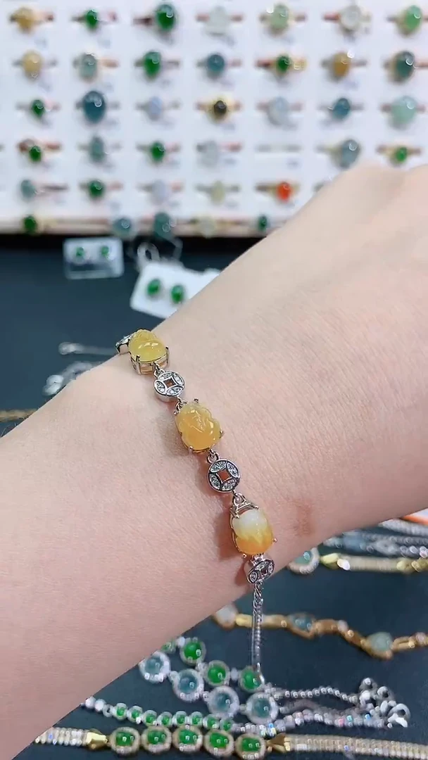 银S925镶嵌手链翡翠天然翡翠