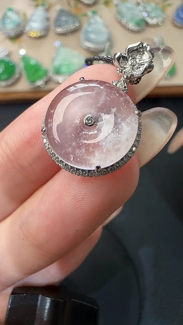 翡翠18K金镶嵌吊坠(不含链)23