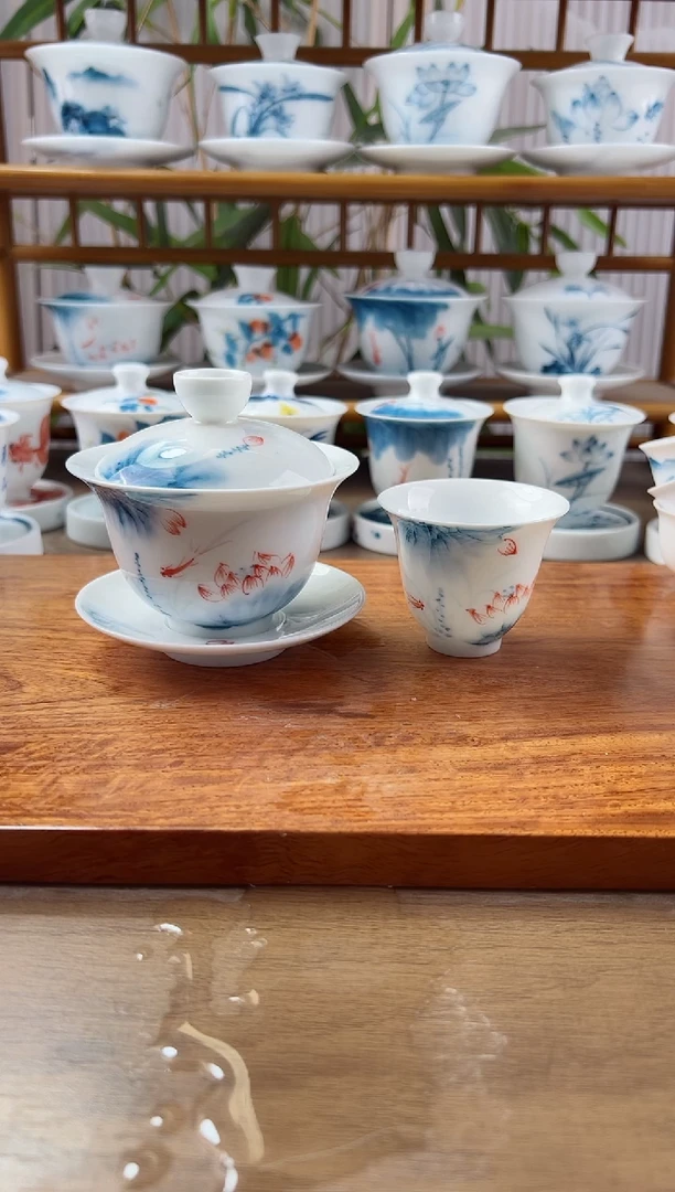 全品蓝莲150ml三才盖碗+闻香杯
