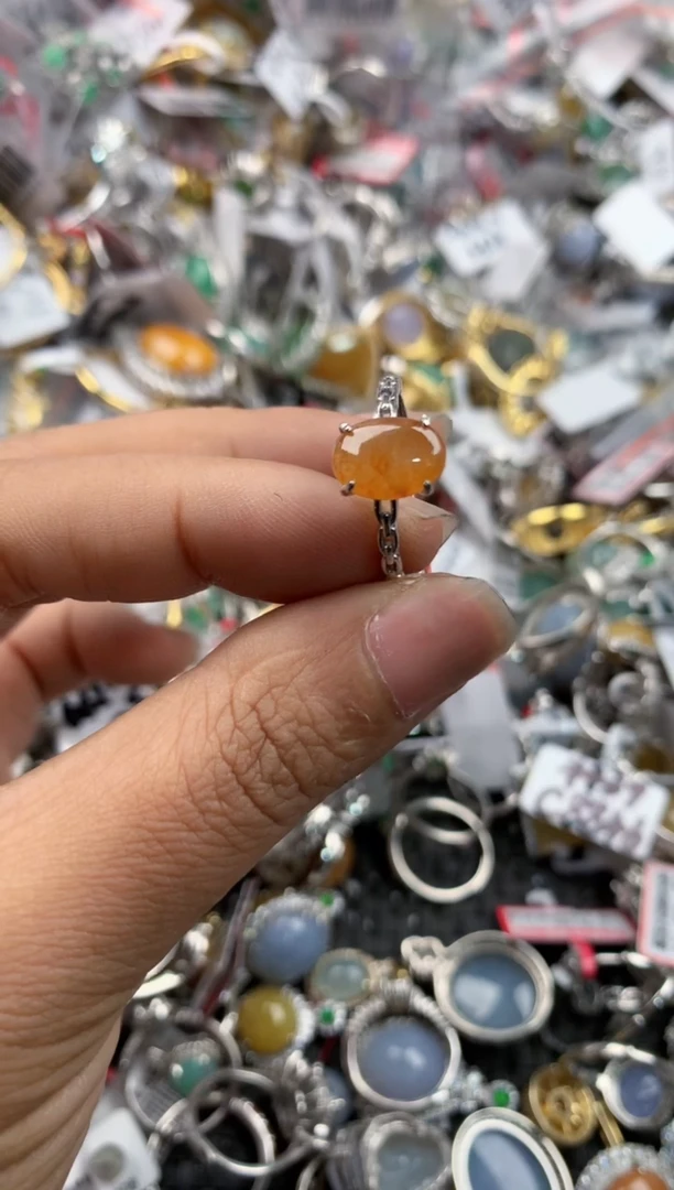 银S925镶嵌戒指翡翠4444---3