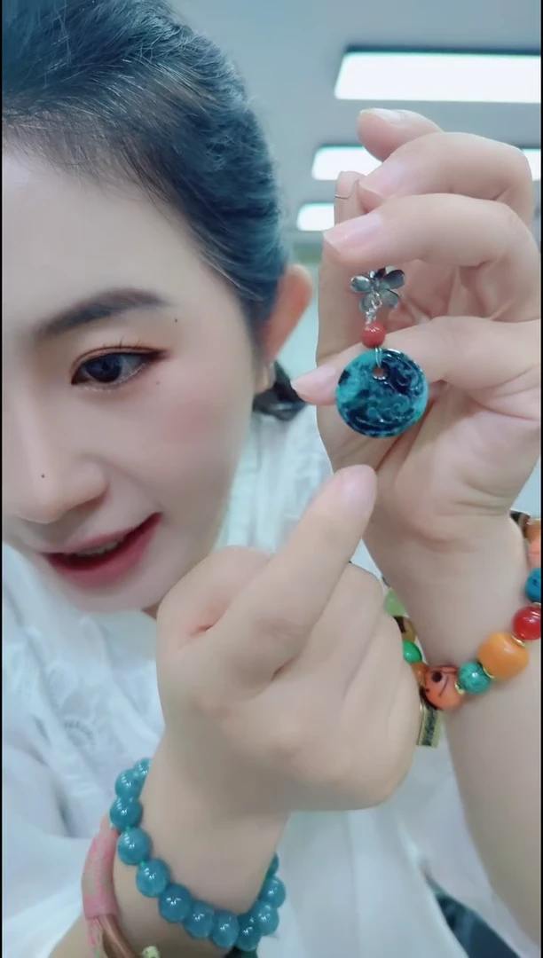 翡翠未镶嵌耳饰0946翡翠圆牌耳坠一对