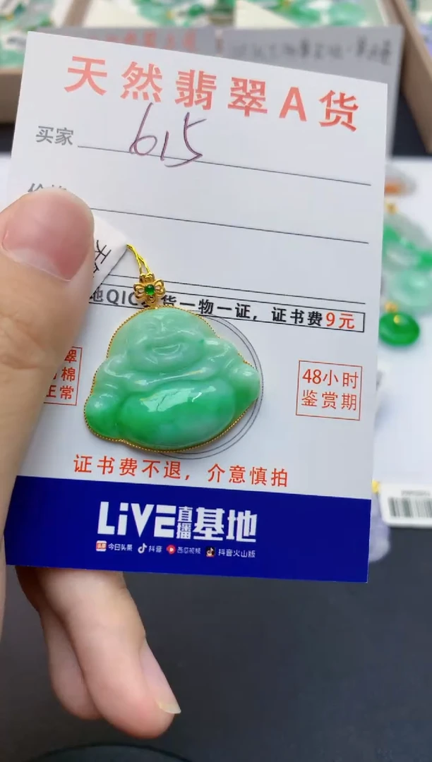 翡翠18K金镶嵌颈饰天然缅甸A货翡翠