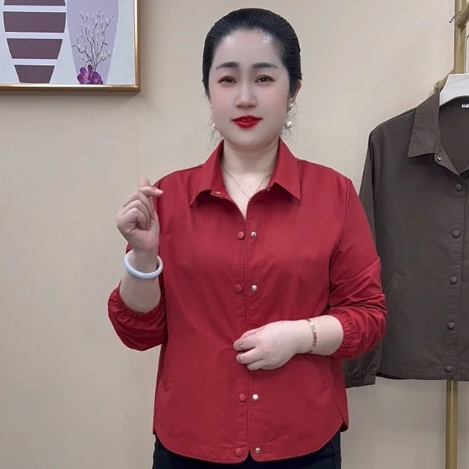 早秋款时尚洋气休闲百搭气质显瘦中年妈妈装单层薄外套3035