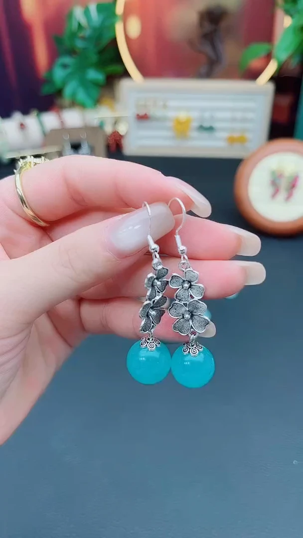 玛瑙/玉髓耳饰银S925镶嵌111