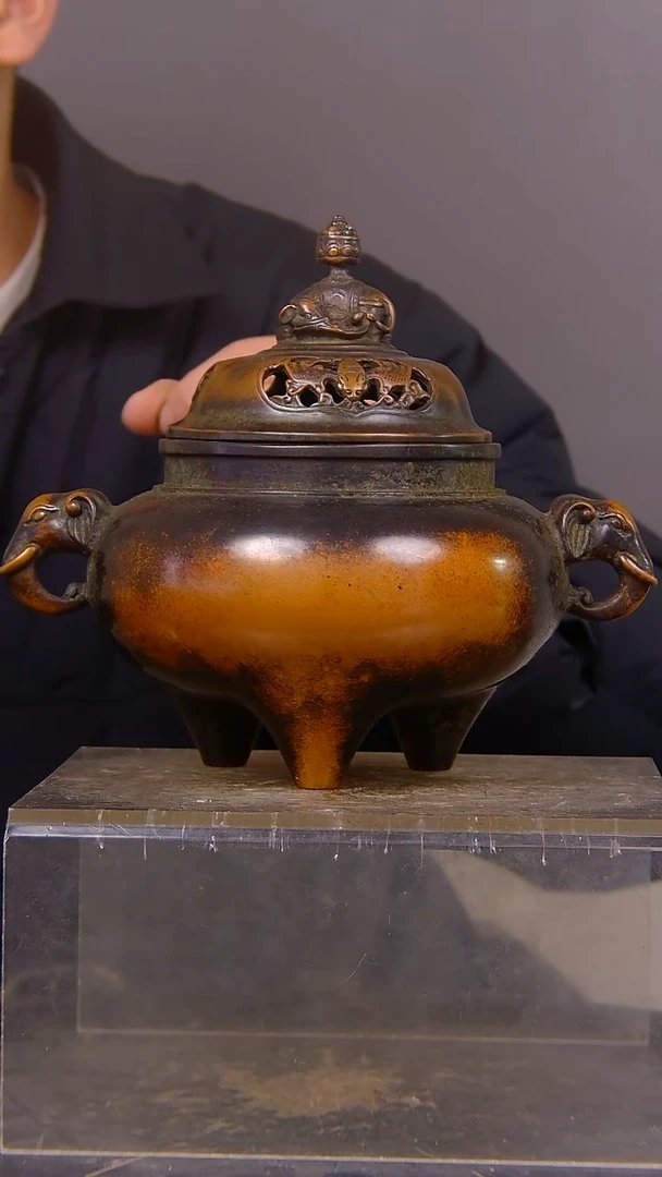 j**f山水铜缘紫铜香炉结缘1111