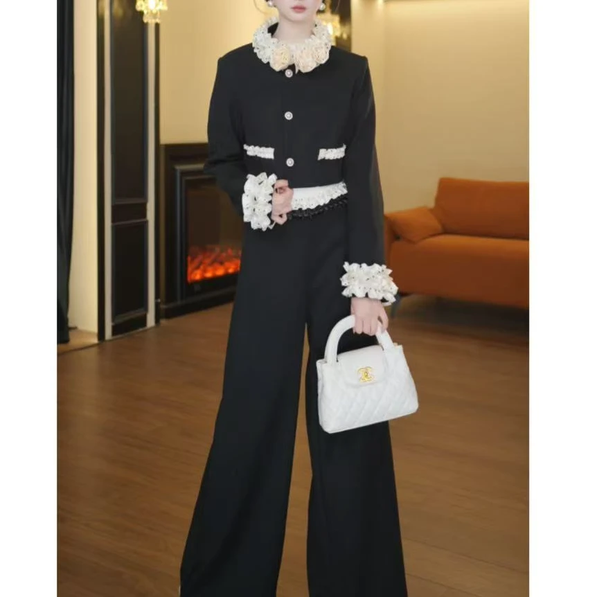 2店-2086【温迪定制】香风套装小香风上衣+长裤套装G1358