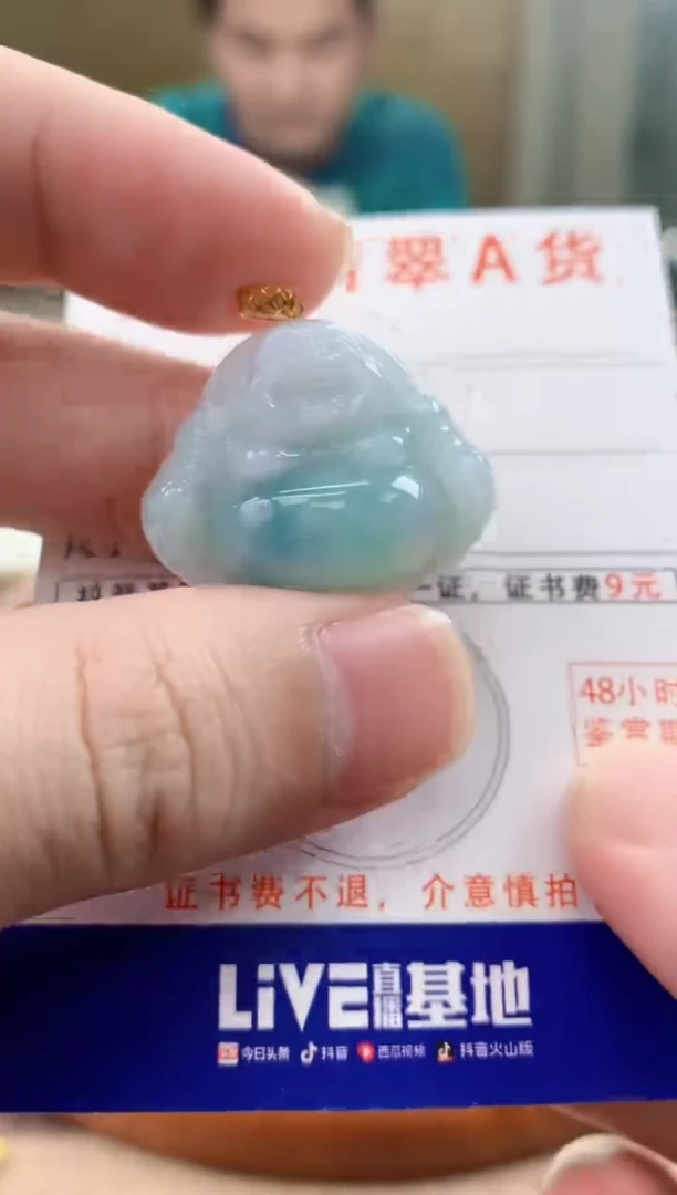 颈饰18K金镶嵌翡翠天然A货翡翠挂件