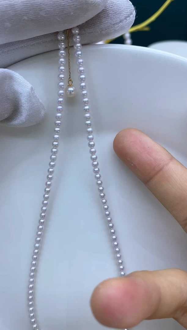 【闪购商品】淡水珍珠项链18K金镶嵌3-4