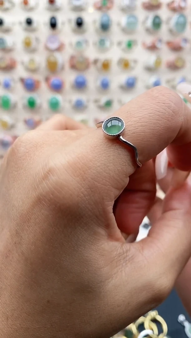 【闪购商品】翡翠戒指银S925镶嵌天然A货翡翠222  1+9