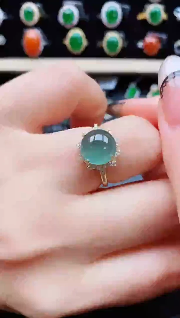 翡翠戒指银S925镶嵌508505