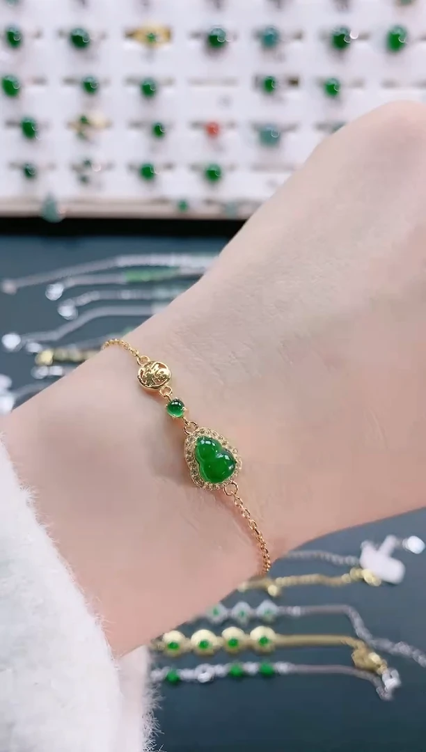 【闪购商品】翡翠手链银S925镶嵌天然翡翠