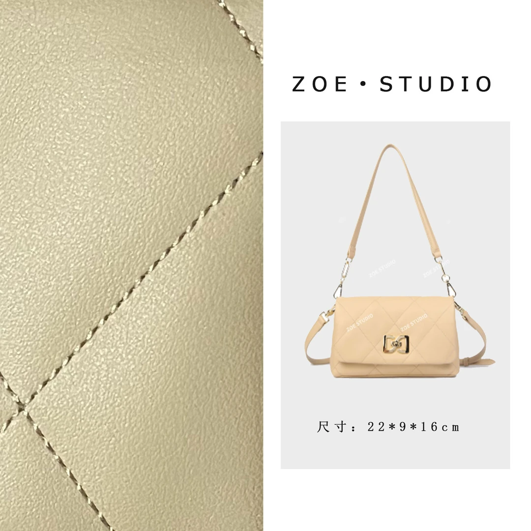 【佐伊甄选】BF-68368-奶酪色轻奢女士经典小众斜挎斜跨包包腋下