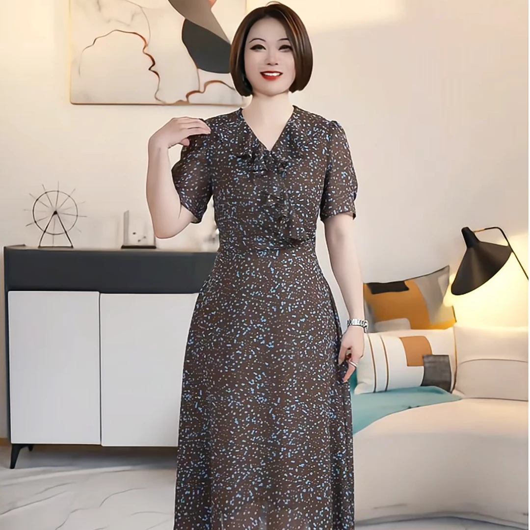 现货【深圳薇姐清仓】P高端大码原创遮肉显瘦连衣裙 P2082