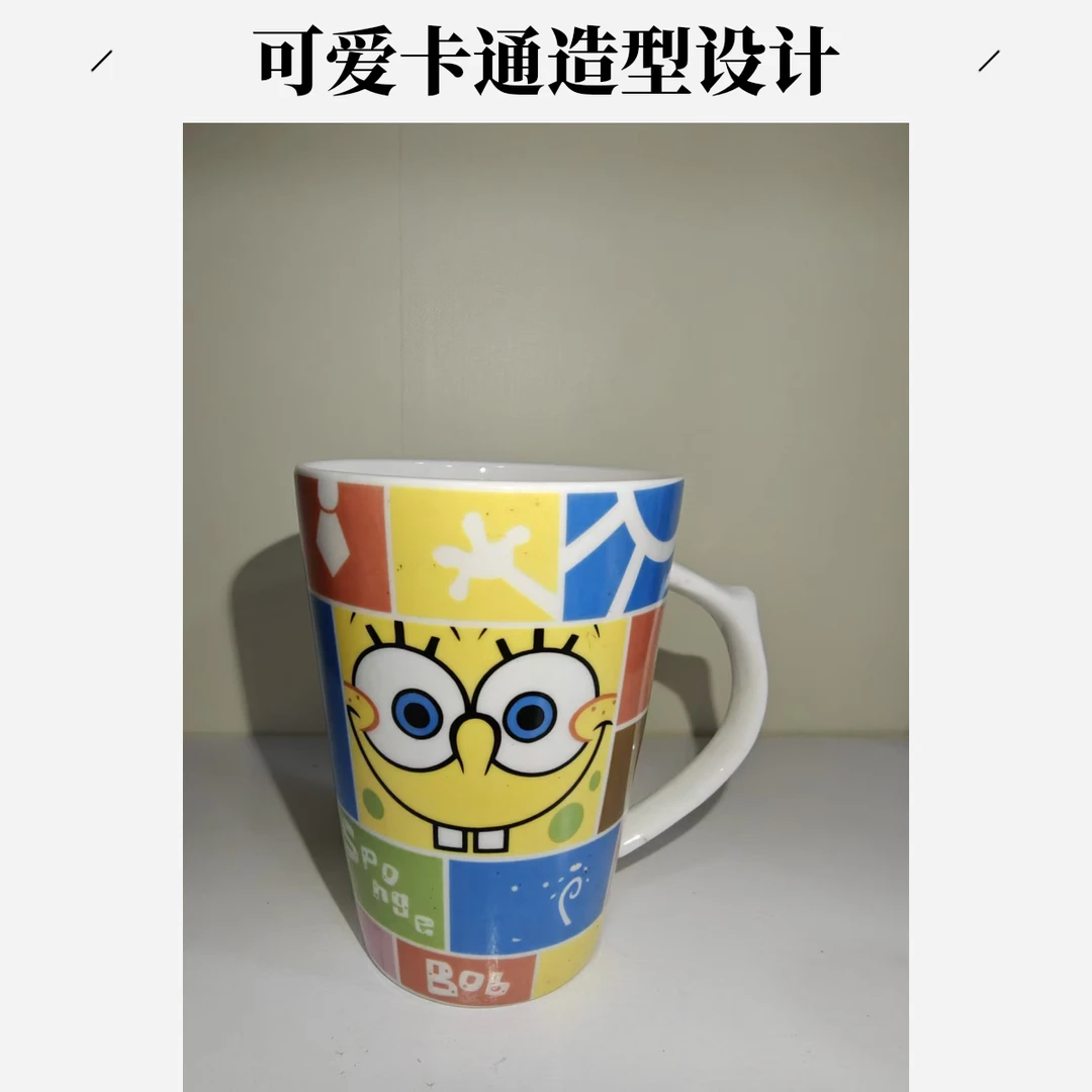 卡通高温烤花盖子款手柄款马克杯餐具牛奶杯手绘复古