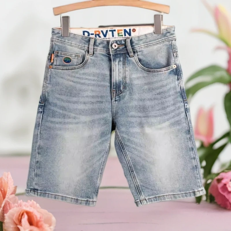 娜罗普西春夏新款牛仔短裤男刺绣水洗男士牛仔五分裤弹力短裤中裤