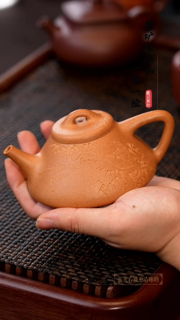 茶壶紫砂三****?原矿零添加老宕口黄金段五子登科子冶