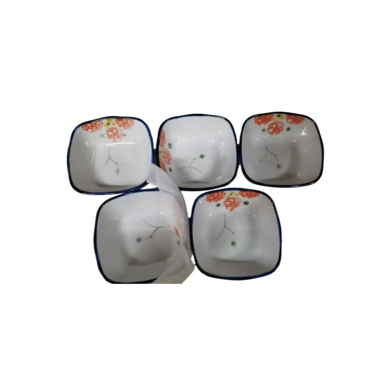 【青山精选】11454（组合）5个红京梅方碟