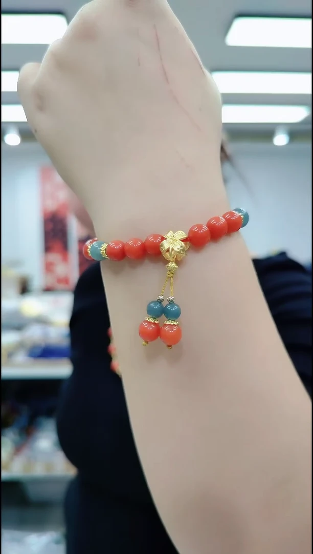 【闪购商品】南红玛瑙颈饰合金3064 柿子红手串