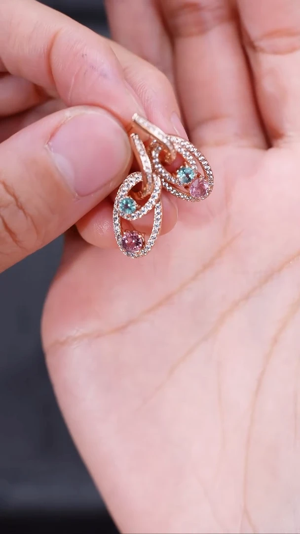 【闪购商品】碧玺耳饰银S925镶嵌耳饰