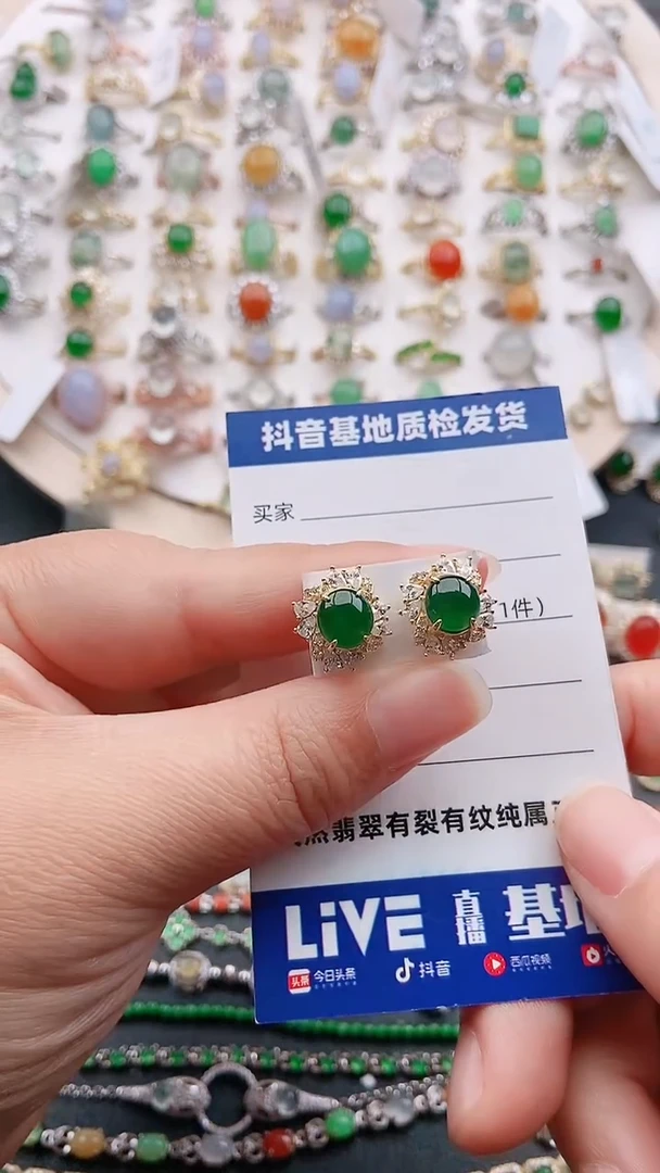 【闪购商品】翡翠耳饰银S925镶嵌1111