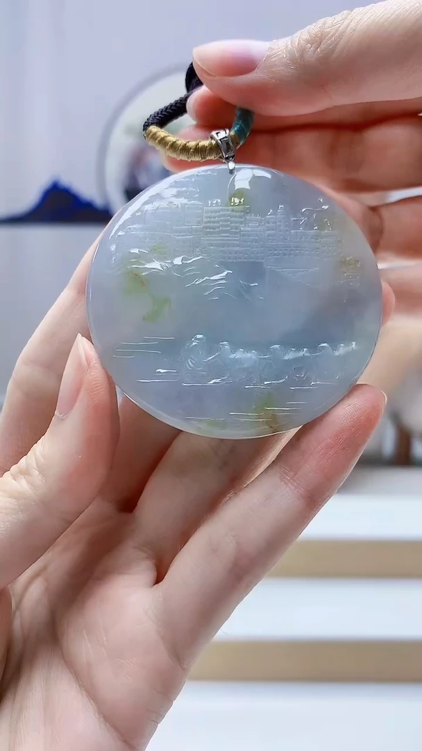 18K金镶嵌定制翡翠4917zm-毛货挂件133