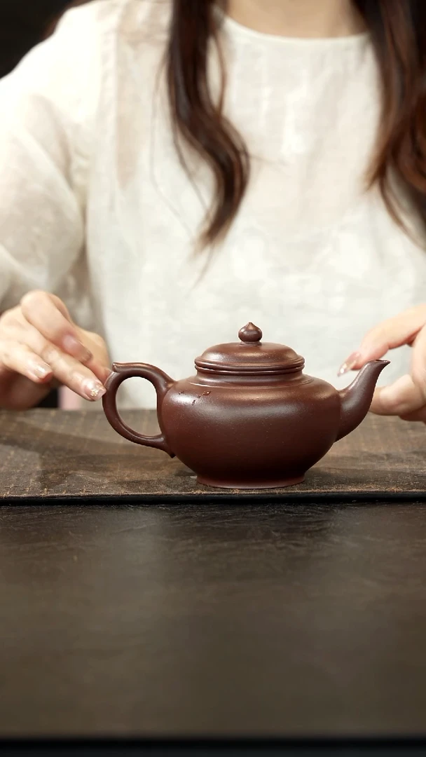 茶壶紫砂老紫泥笑樱壶300cc