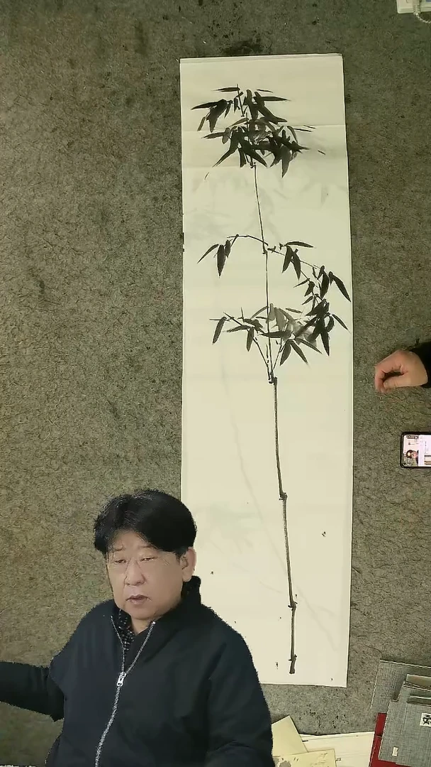 国画四尺对开  墨竹条屏 34*138cm