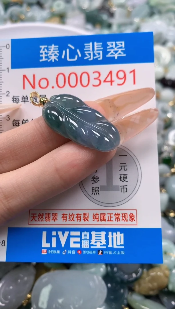 翡翠未镶嵌颈饰含绳0003491