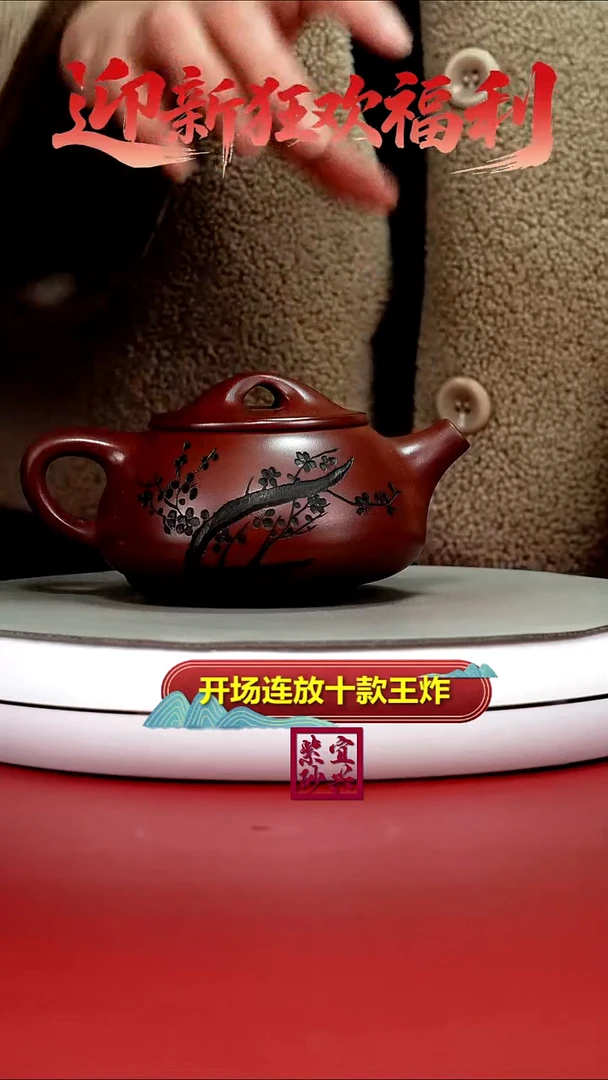 茶壶紫砂蒋静明龙血砂梅花景舟石瓢300CC