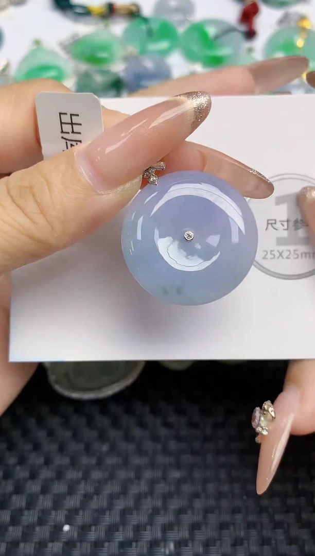颈饰18K金镶嵌翡翠天然缅甸A货翡翠百元以上9元证书费自理