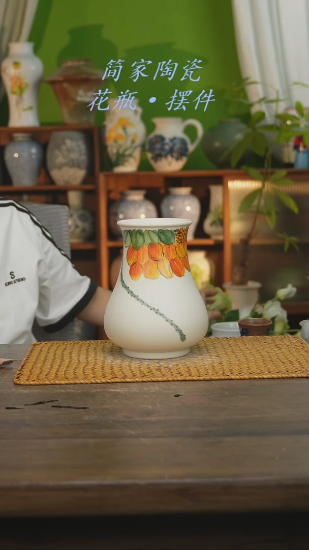 瓷片景德镇纯手工手绘花器摆件