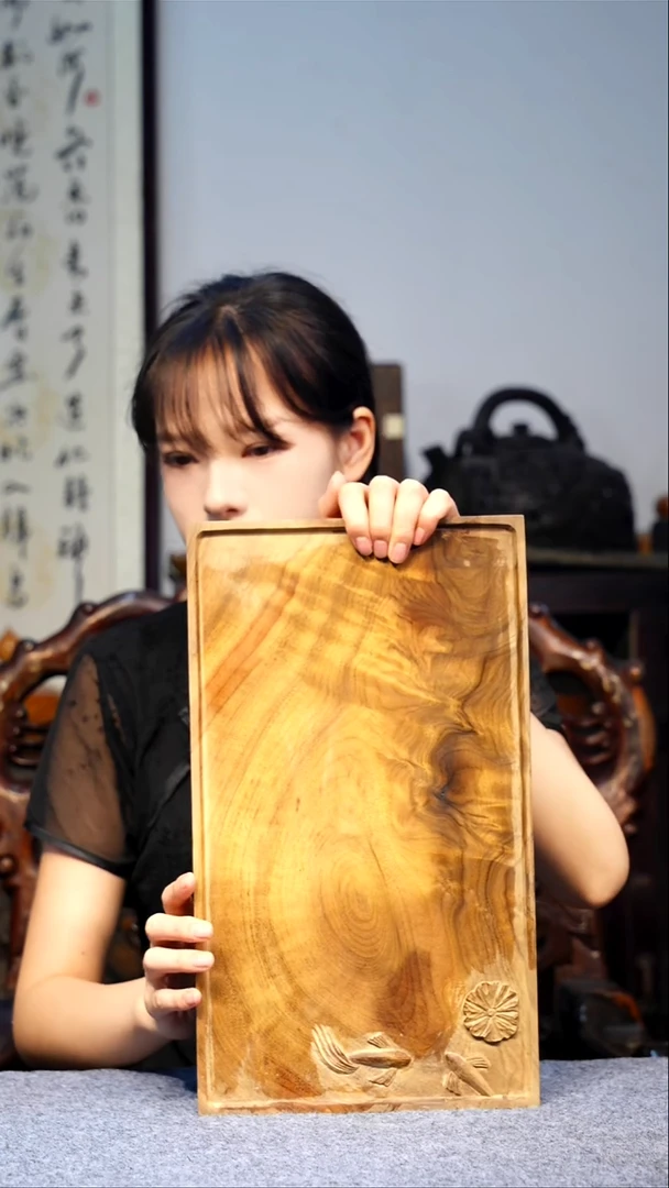 金丝楠【57】小叶金丝楠精品正黄料雕刻茶盘 包大漆