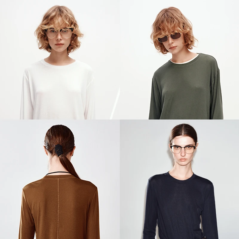 INYASAKO重磅天丝混纺秋冬版QQ糖软弹慵懒叠穿面膜T打底衫