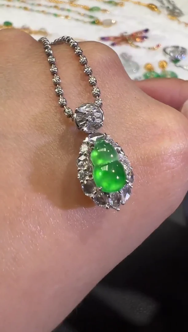 吊坠(不含链)18K金镶嵌翡翠ฅ*ฅA240|19800