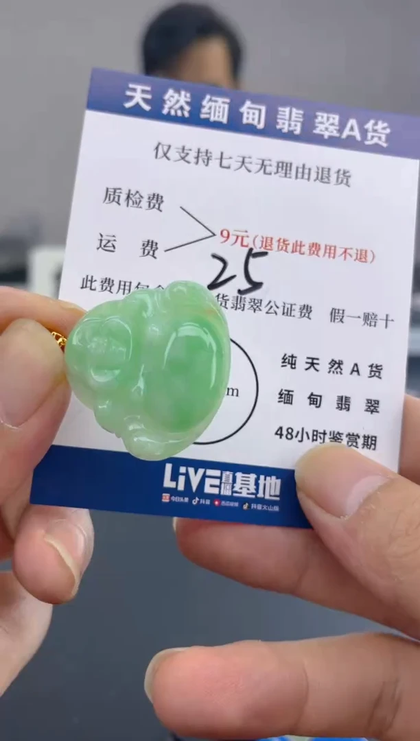 颈饰18K金镶嵌翡翠纯天然缅甸翡翠A货
