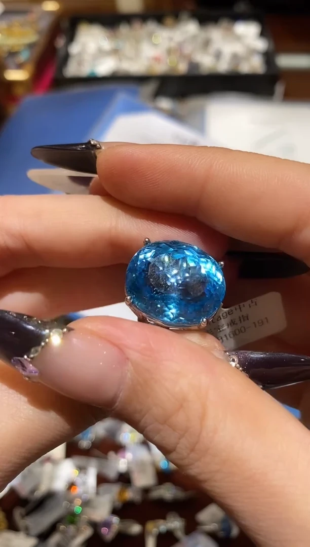 银S925镶嵌戒指托帕石楚楚珠宝中古甄选不退换