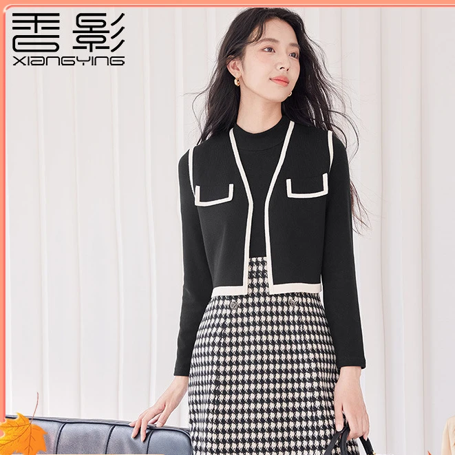 【直播专享】Q3093737连衣裙 香影连衣裙女长袖秋冬新款马甲两件套