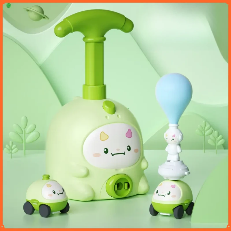 2025新款网红绿色恐龙空气动力车儿童玩具飞天气球车宝宝男孩E195