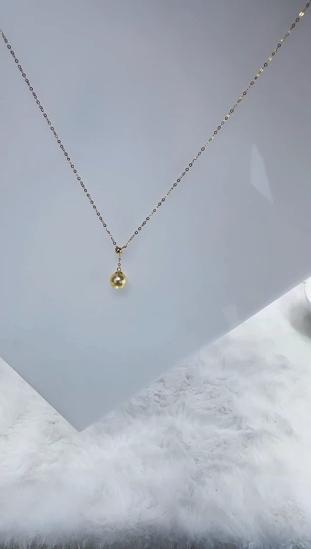 18K金镶嵌海水珍珠DA羽皇金吊坠7-8 y163