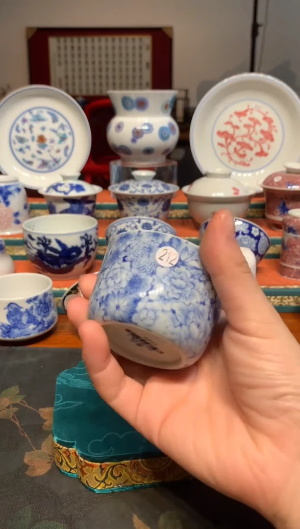 山****l212青花万花杯子额额