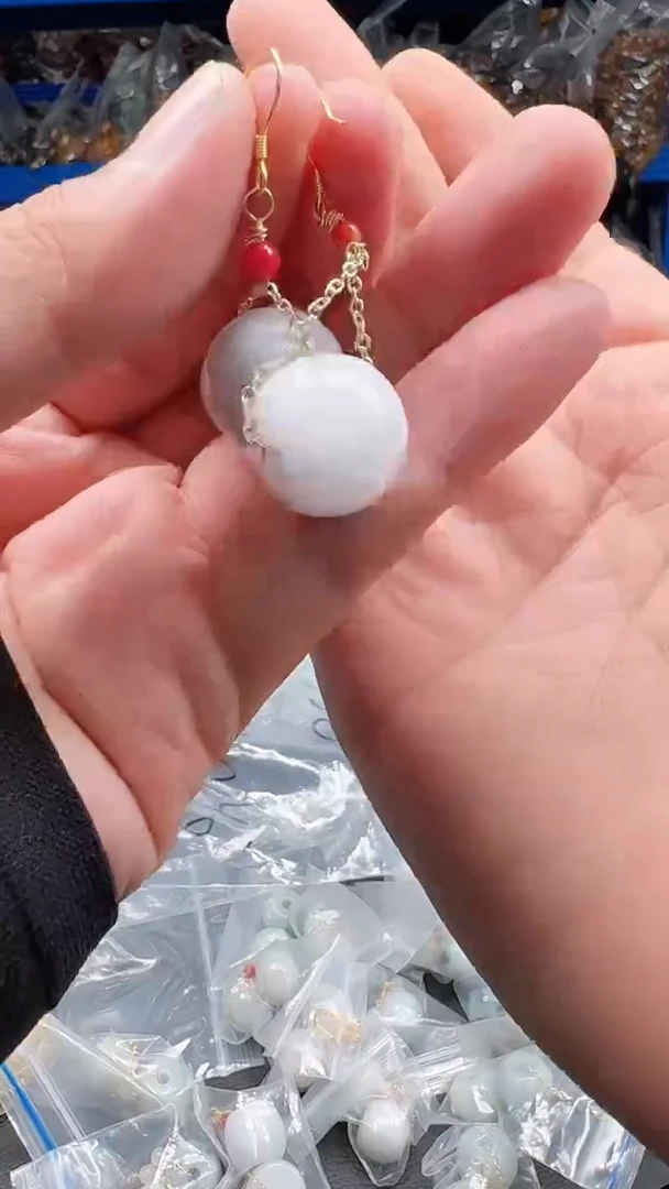 翡翠银S925镶嵌耳饰049