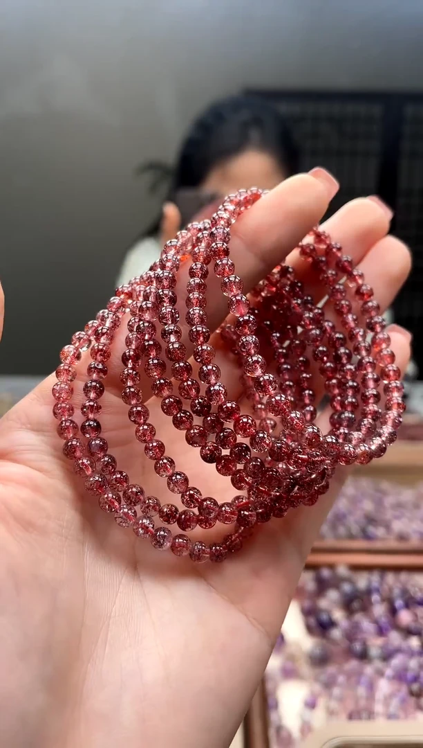 未镶嵌手串水晶【迎迎甄选】超七金草莓手串4mm多样性发一